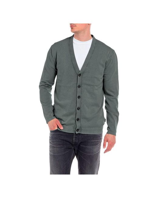 Replay Gray Uk2752 Cardigan Sweater
