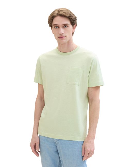Tom Tailor Basic T-Shirt mit Streifen und Brusttasche in Green für Herren