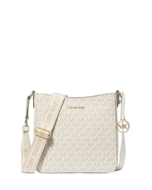 Michael Kors Natural Jet Set Travel Small Signature Logo Crossbody Messenger Bag Vanilla