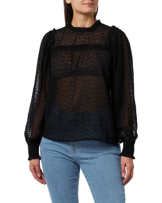 S.oliver Black Chiffon Bluse mit Dobby Struktur