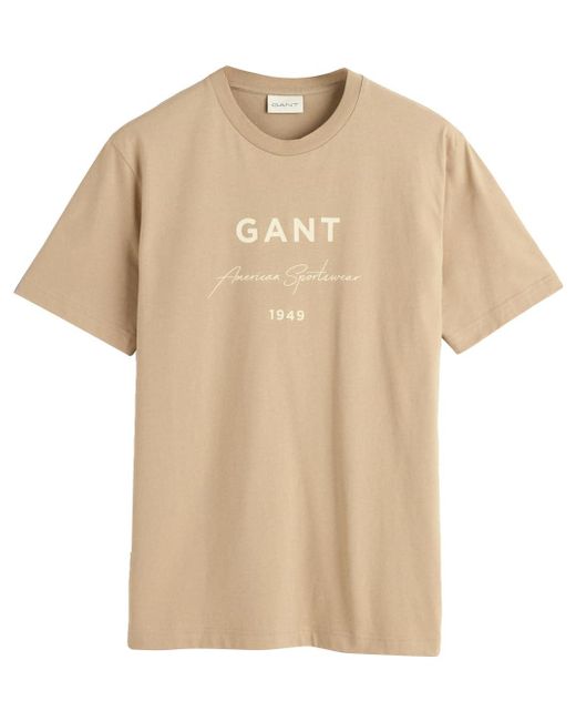 Gant Natural Logo Script Printed Ss T-shirt for men