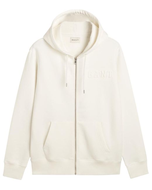Gant Natural Embossed Full-zip Hoodie Sweatshirt for men