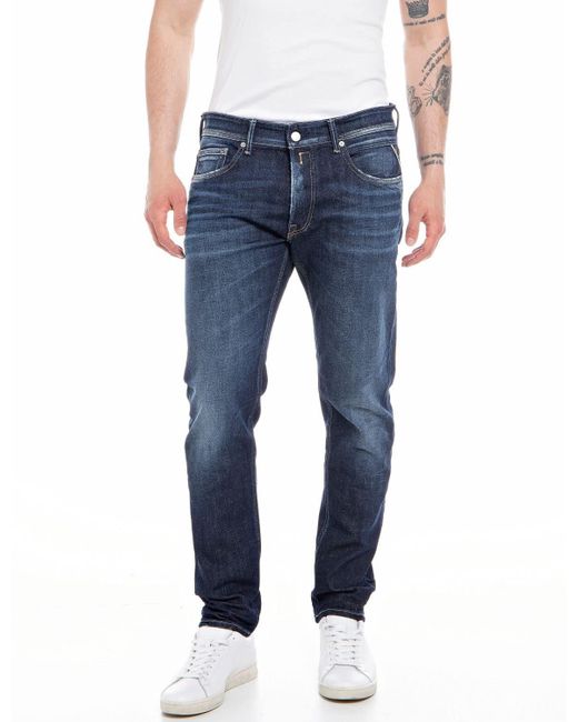 Replay Blue Regular-fit-Jeans WILLBI in Used-Optik