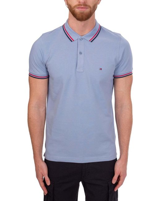 Tommy Hilfiger Blue Slim Polo Shirt With Contrast Profiles for men