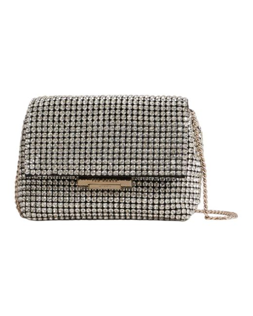 Ted Baker Black Abendtasche Umhängetasche Gliters Crystal Mini Cross Body Bag Silver silberfarben