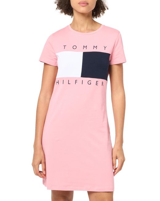 Tommy Hilfiger Pink T-shirt Short Sleeve Cotton Summer Dresses For