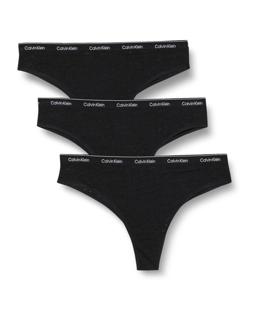 Calvin Klein Black Pack Of 3 Brazilian Briefs With Lace