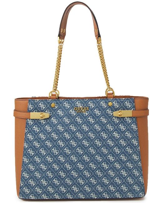 Guess Blue Bag Zadie Logo Girlfriend Tote Da839623 Unique Denim