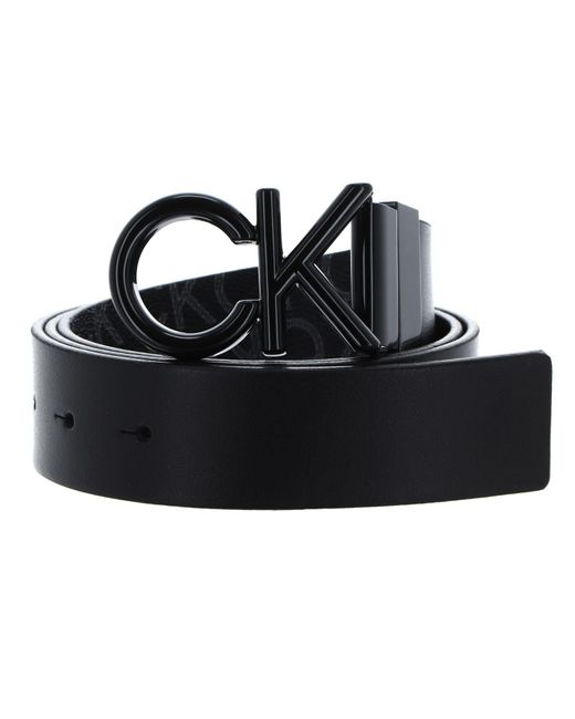 Calvin Klein Black Recycled Reversible Logo Belt for men