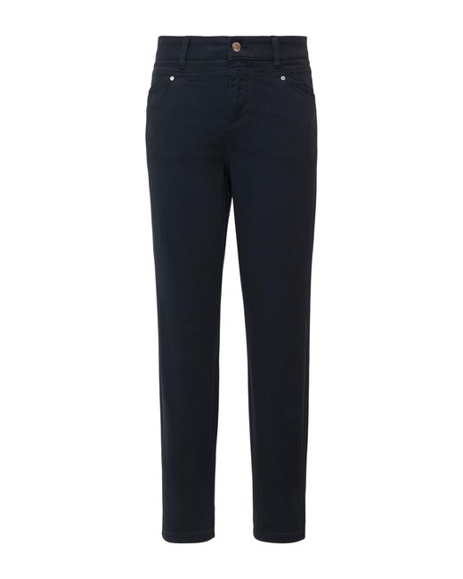S.oliver Blue Ankle-Hose im Slim Fit aus Baumwollsatin Navy 34