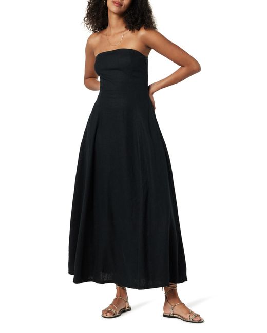 The Drop Black Carlota Strapless Linen Maxi Dress