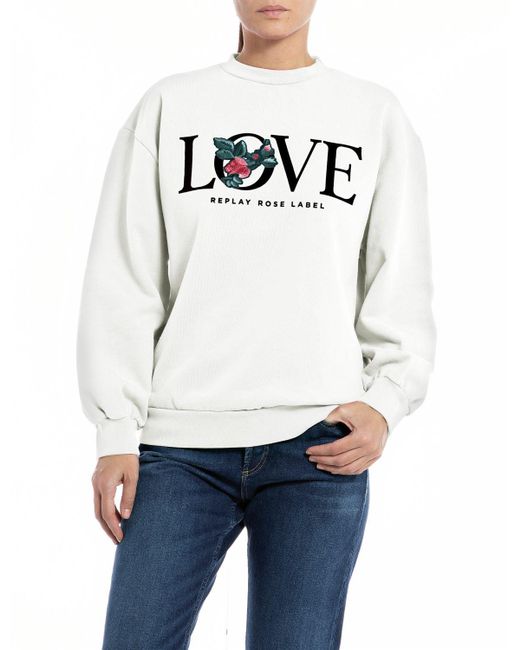 Replay White Sweatshirt Baumwolle Rose Label Collection