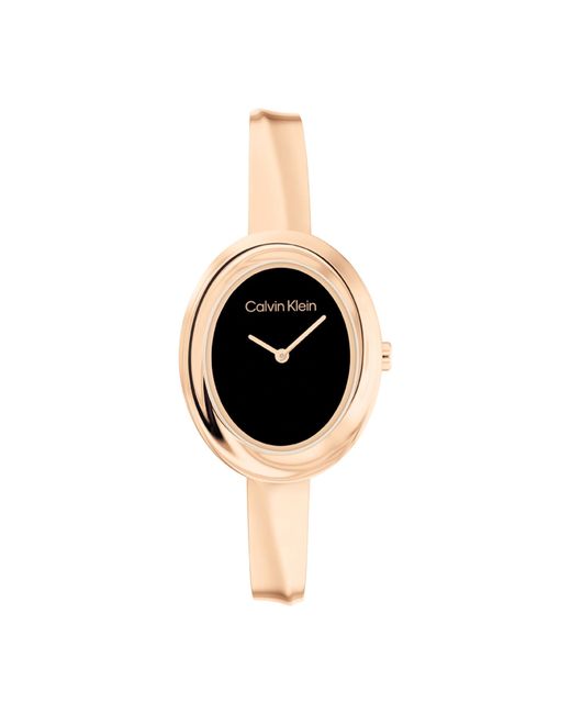 Reloj De Movimiento De Cuarzo De Dos Manecillas para Mujer Colección Twisted Bezel con Pulsera Rígida de Acero Calvin Klein de color Black
