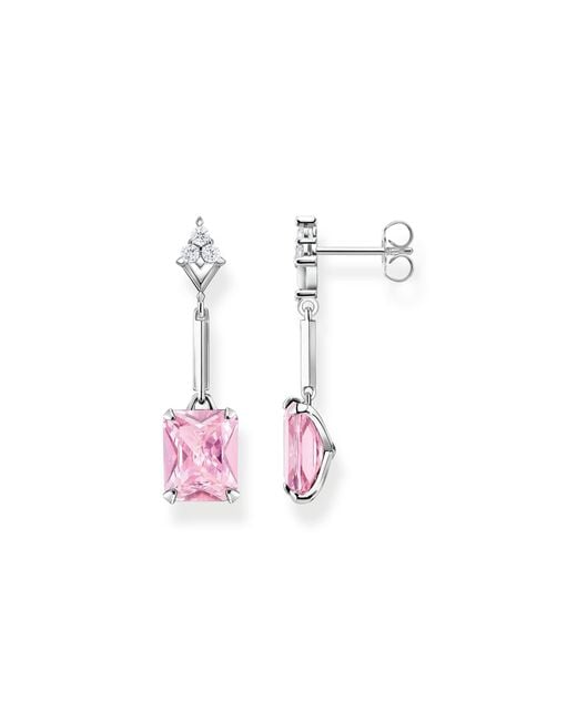 Thomas Sabo Ohrringe mit pinken und weißen Steinen Silber 925 Sterlingsilber H2177-051-9