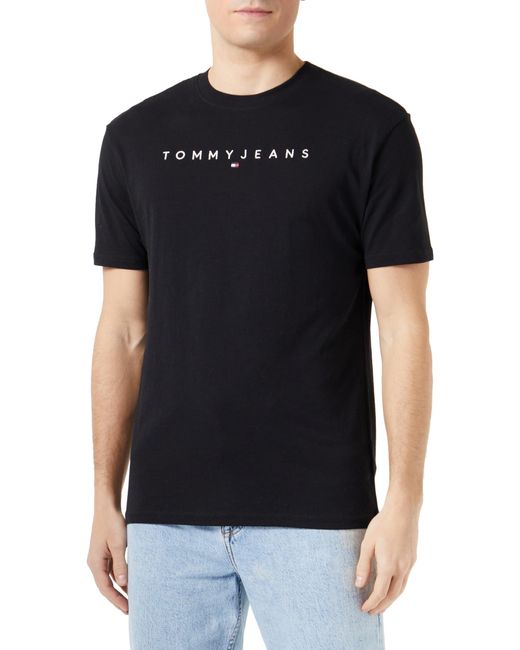 Tjm Reg Lineare Logo Tee Ext Magliette S/S di Tommy Hilfiger in Black da Uomo
