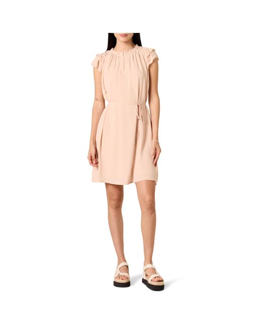 Amazon Essentials Relaxed Fit Lichtgewicht Georgette Split Neck Flutter Sleeve Shift Jurk in het Pink