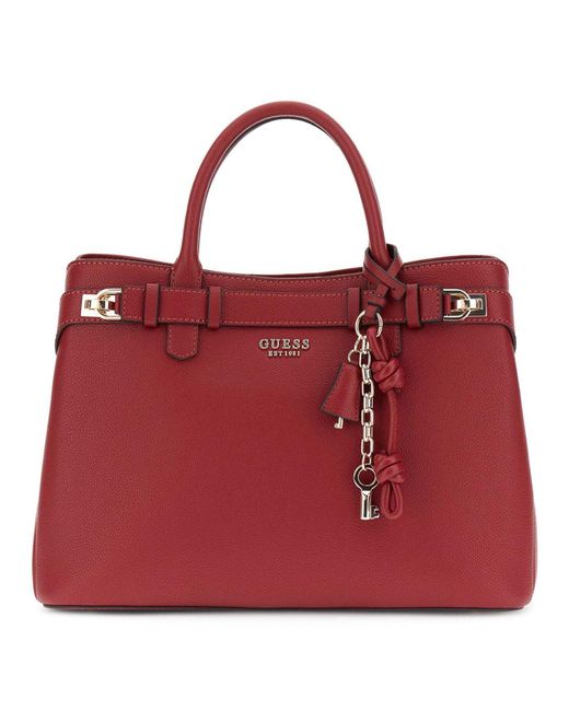 Sac à Main GUESS Gregoria - Format Large, Bandoulière Ajustable - Rouge Foncé - Cuir Authentique