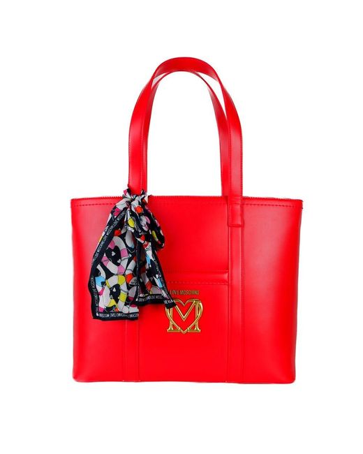Love Moschino Red Chic Faux Leather Shopper Tote