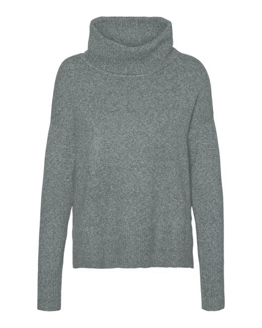 Vmdoffy LS Cowlneck Blouse Ga Noos Maglione Lavorato a Maglia di Vero Moda in Gray