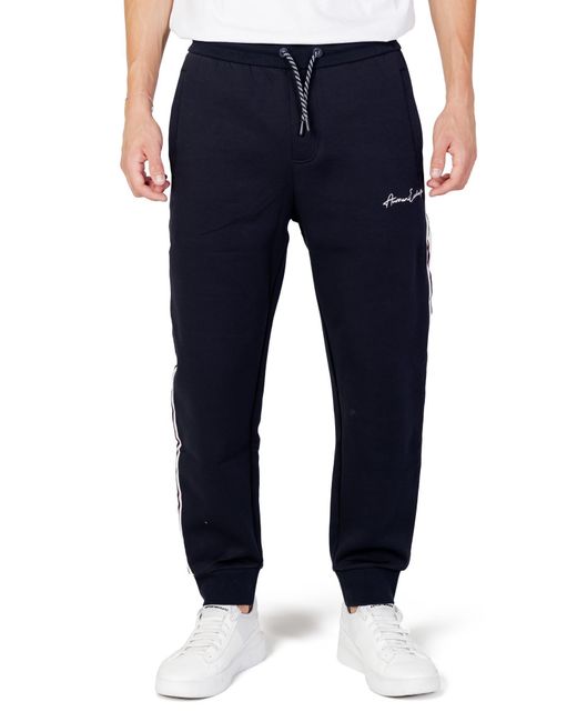 Emporio Armani Blue A | X Armani Exchange Bonded Cotton Signature Logo Drawstring Jogger Sweatpants for men