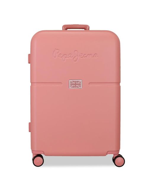 Pepe Jeans Accent Medium Suitcase Pink 48x70x28cm Rigid 3.2kg Tsa Closure Abs 3.2kg 79lextensible By Joumma Bags