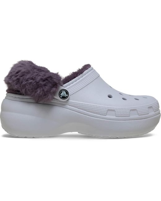 CROCSTM Blue Classic Platform Fuzz Lined Clog Frosted Grape Size 9 Uk