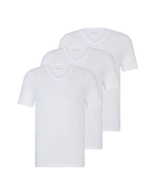 Boss Set Van Drie T-shirts Met V-hals In Katoenen Jersey in het White voor heren