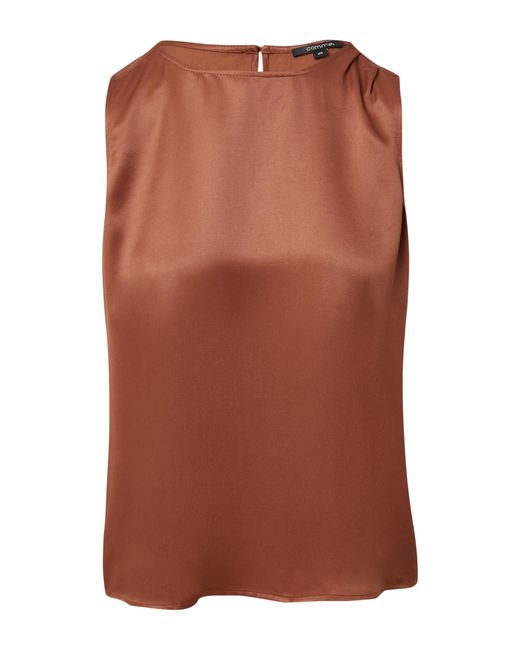 Comma, Brown Ärmellose Bluse aus Viskosesatin Mokka 48