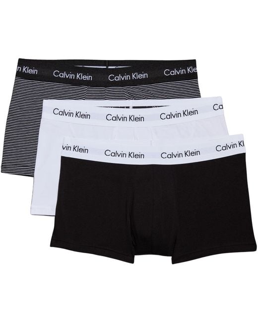Pantaloncini Boxer Confezione da 3 Uomo Low Rise Trunks Cotone Elasticizzato di Calvin Klein in Black da Uomo
