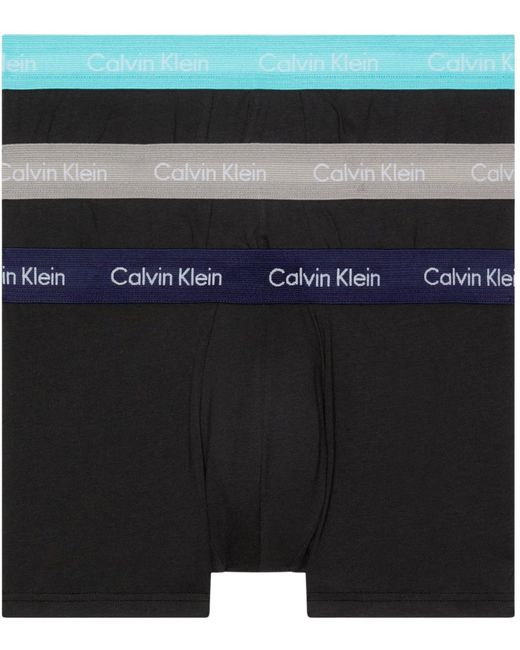 Calvin Klein 3er Pack Boxershorts Low Rise Trunks Baumwolle mit Stretch in Black für Herren