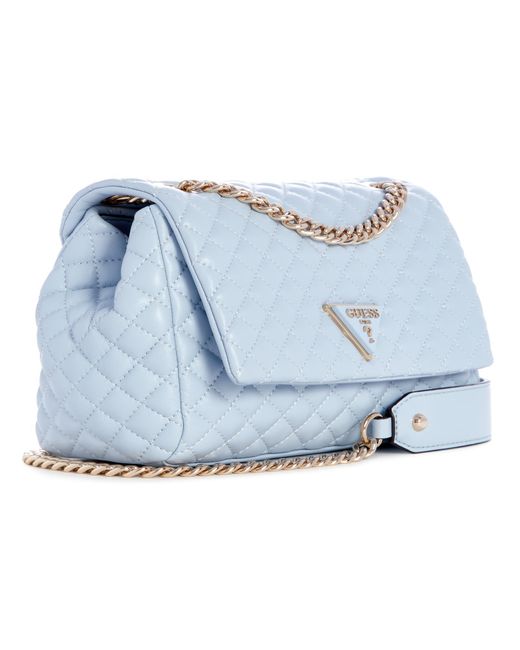 Guess Rainee Quilt Convertible Xbody Flap Bag Sky Blue
