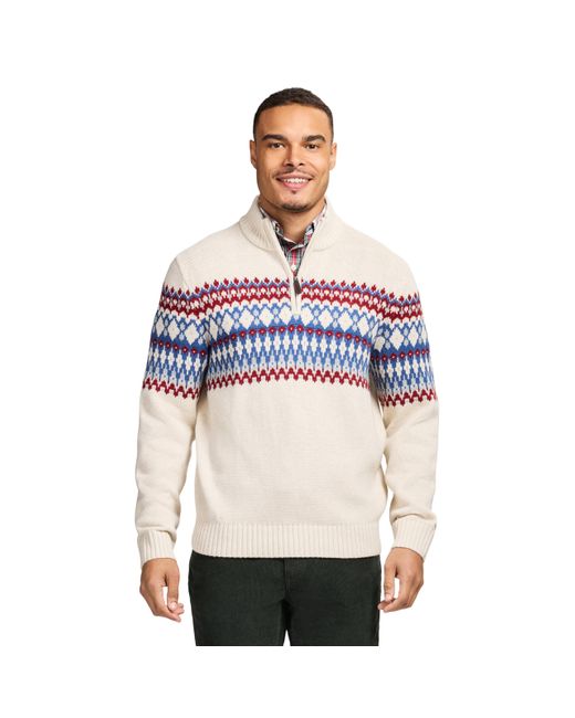 Izod White Holiday Quarter Zip Pullover Sweater for men