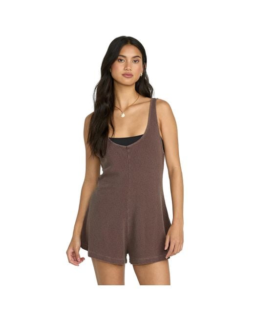 Billabong Brown Never Better Cover-up Cotton Knit Romper