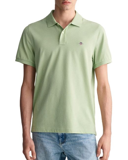Gant Green S Piqué Polo Shirt Milky Matcha M for men