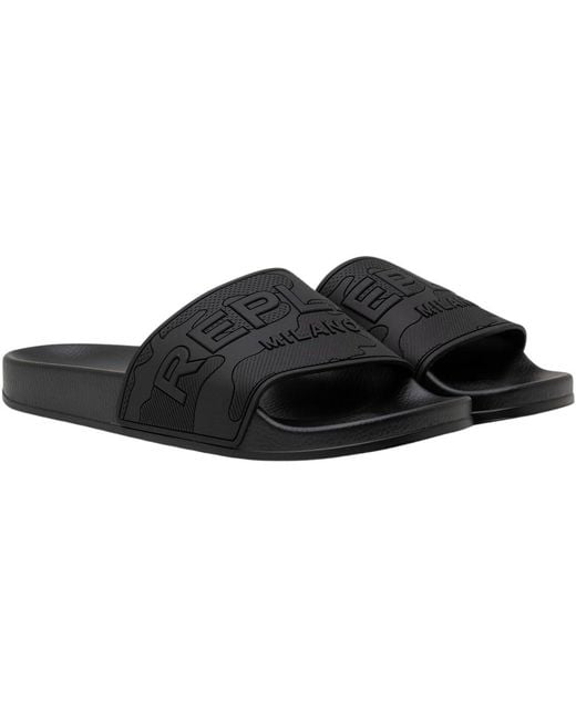 Replay Black Up Graven Slipper for men