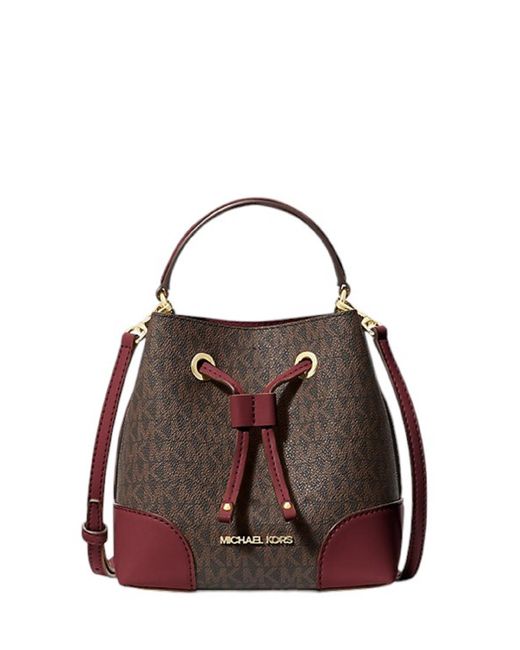 Michael Kors Brown Mercer Small Crossbody Bucket Bag