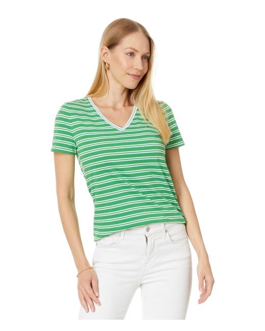Tommy Hilfiger Green Classic Cotton V-neck T-shirts For