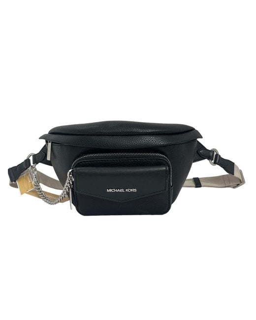 Michael Kors Black Maisie Large Pebbled Leather 2 In 1 Sling Pack Waist Belt Bag Crossbody Strap