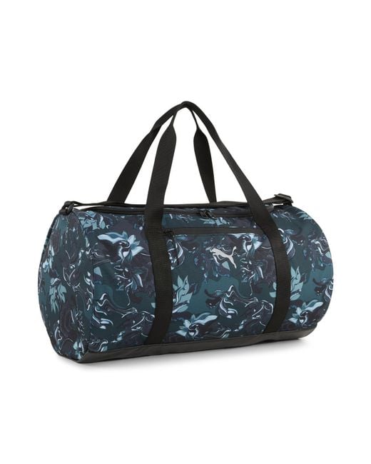 PUMA Blue Duffel Bag at ESS Concept IV Barrel Bag 091868 Green Terrain/ Black/AOP
