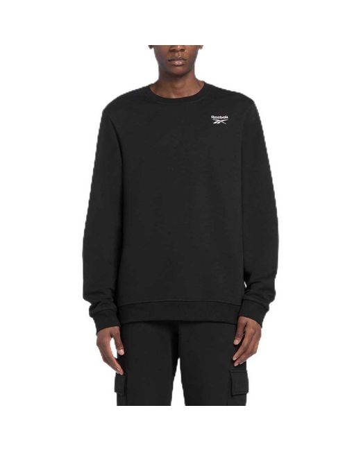 Reebok Identity Small Logo Fleece Crew Zwart in het Black voor heren