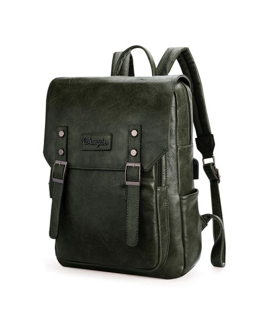 Wrangler Black Backpack For & Vegan Leather Travel Laptop Backpack Purse College Dark Green Backpack With Usb Charging Port