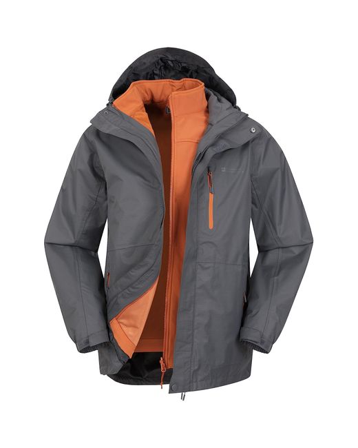 Mountain Warehouse Blue Bracken Extreme S 3 In 1 Waterproof Jacket – Adjustable S for men