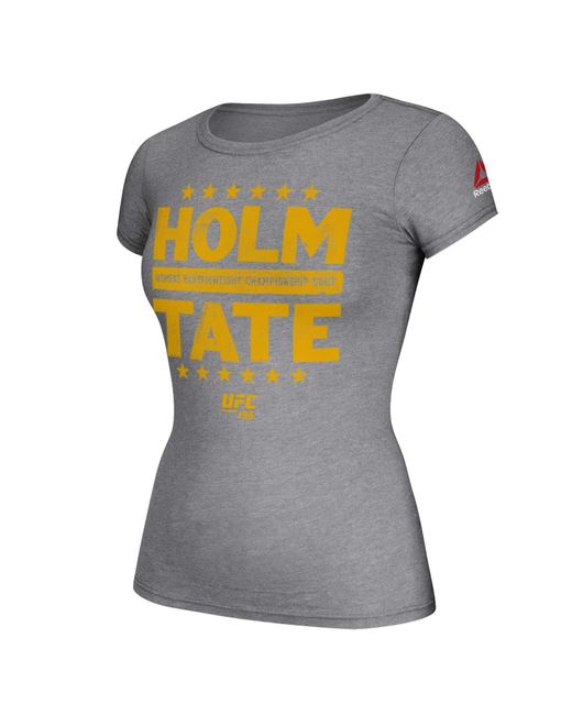 Reebok Gray Holly Holm Vs. Miesha Tate Ufc Grey Ufc 196 Cap Sleeve T-shirt Bt7342