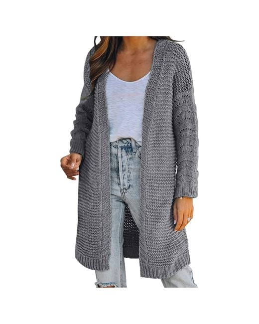 Superdry Gray Lalaluka Cardigan Casual Cardigan Long Loose Long Sleeve Cardigan Coat Knitted Jumper Coat Jacket Knitted Jumper Outwear Long