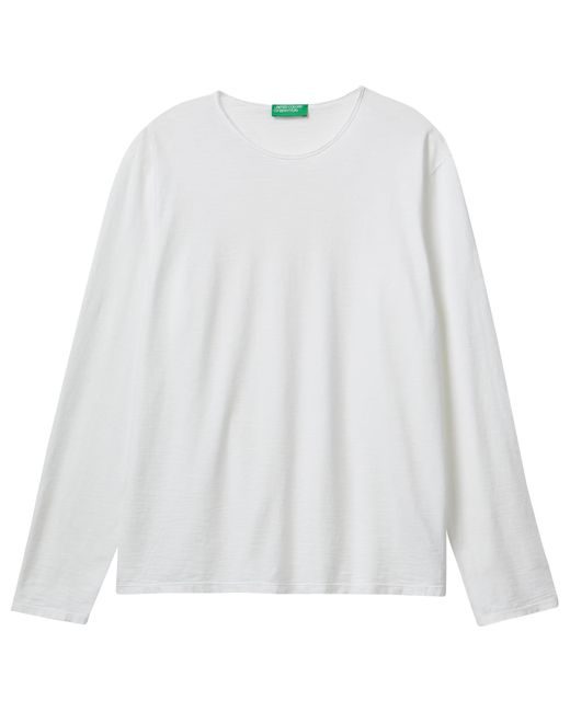Benetton White 3je1j19a9 M/l T-shirt for men