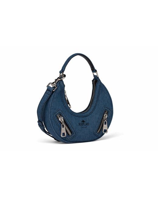 Replay Blue Women's Handbag Made Of Cotton