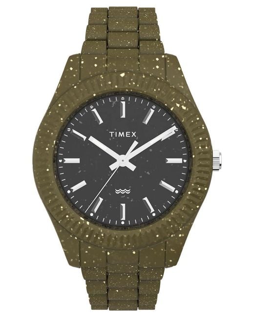 Timex Green Bracelet Black Dial Green for men