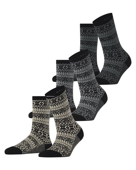 Sami Pattern W So Lot de 3 Paires de Chaussettes en Coton à Motifs Esprit en coloris White