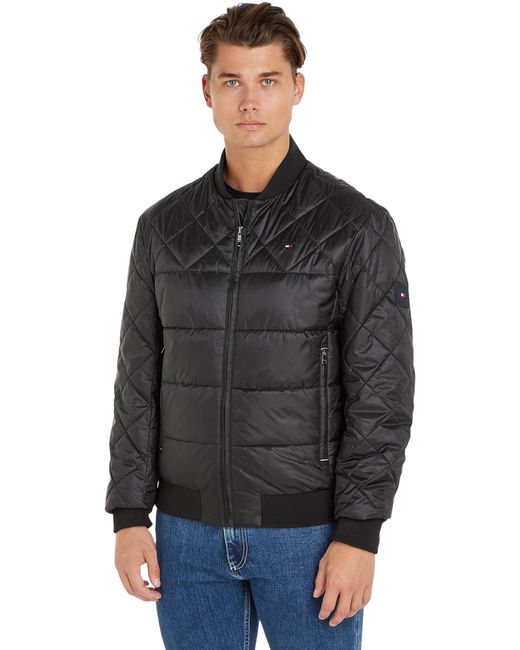 Tommy Hilfiger Black Packable Recycled Bomber For Transition Weather for men