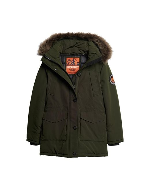 Superdry Green Everest Faux Fur Hooded Parka Jacket